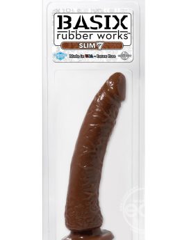 Basix Dong Slim 7 With Suction Cup 7 Inch Brown I