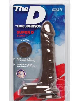 The D Super D Dual Density Ultraskin Realistic Dong With Balls Chocolate 7 Inch