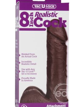 Vac U Lock Realistic Cock 8 Inch Black