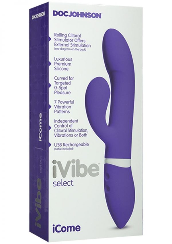 iVibe Select Silicone iCome USB Rechargeable Rabbit Vibe Waterproof Purple 9 Inch
