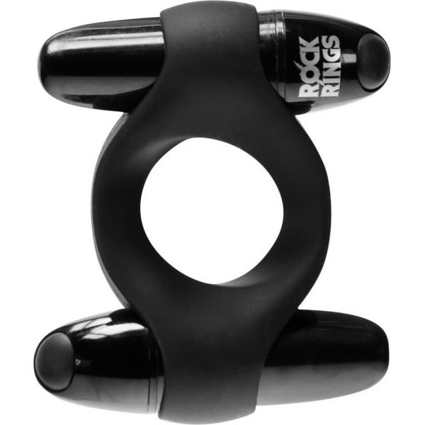 Rock Rings The Double Dragon Dual Vibe Silicone Cockring Black